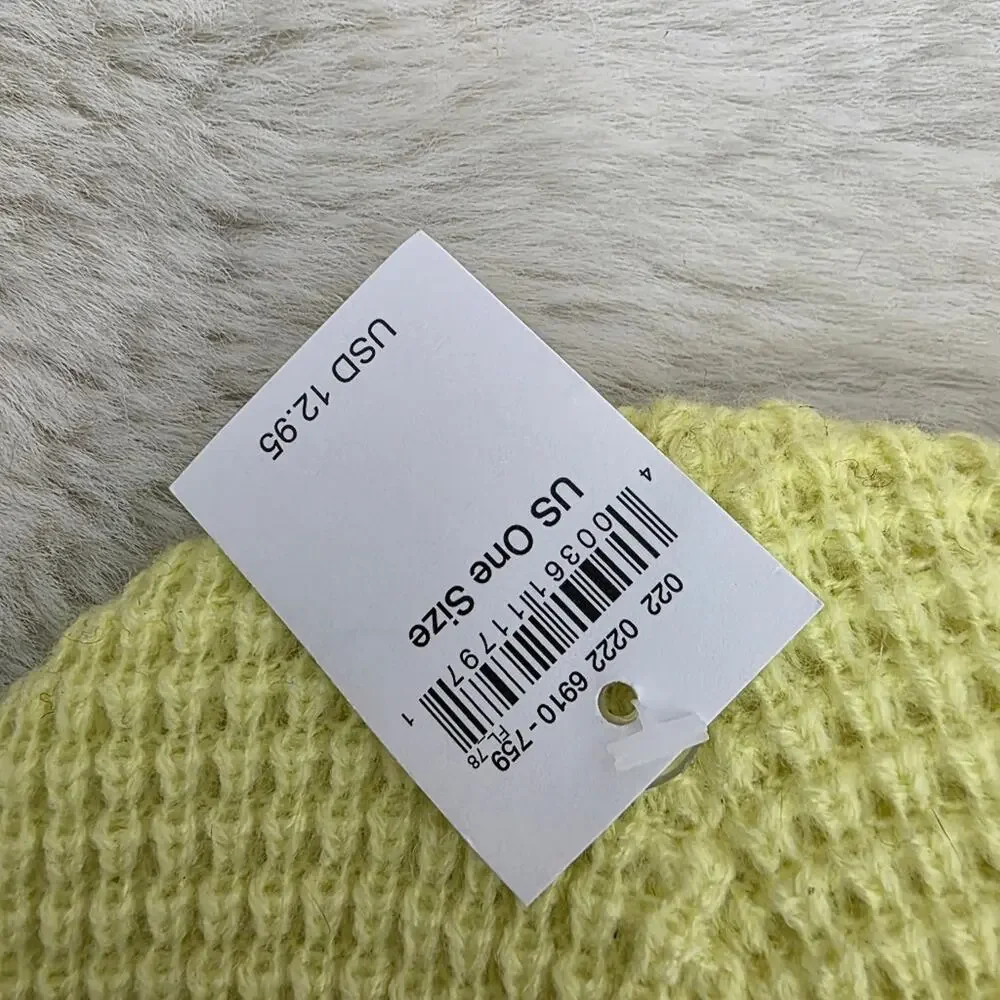 American Eagle Lime Yellow Waffle Knit Beanie NWT Green Unisex Winter Hat OS